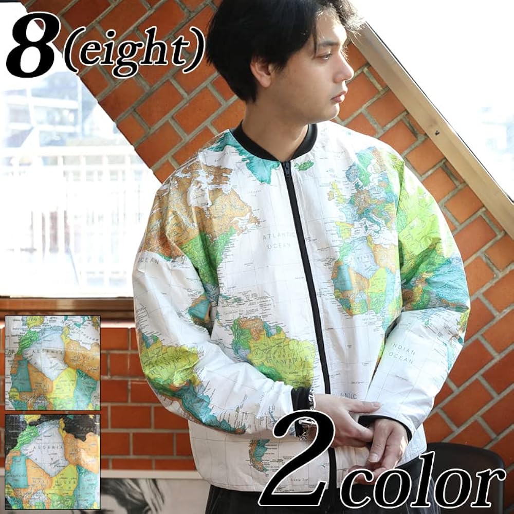 80s USA製 世界地図 ペーパージャケット XL 白 フルジップ 80's WEARIN' THE WORLD ペーパージャケット 世界地図 表記(L